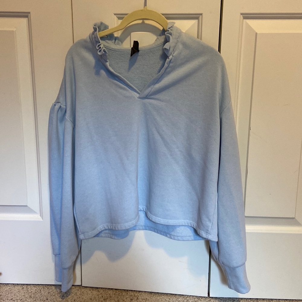 Baby blue puff sleeve sweatshirt